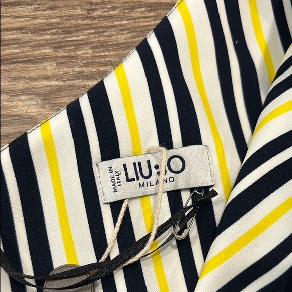 Liu Jo NWT Women's 8 Yellow & Black Stripes One Shoulder Jumpsuit Made in Italy - Picture 3 of 10